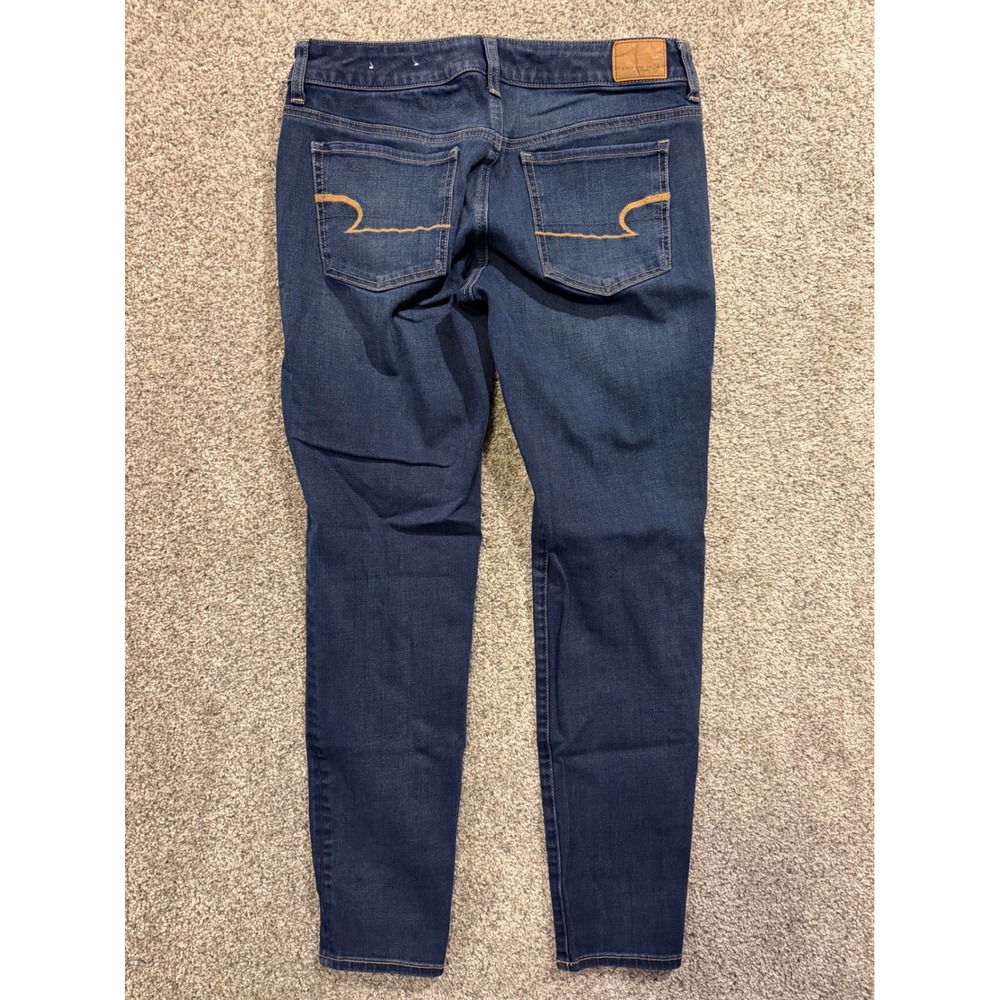 American Eagle Jegging Womens 10 Blue Super Super Stretch X4 Dark Wash Denim - Picture 2 of 11